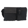 Gucci Vintage Double Belt Bag Gg Canvas With Leather Black Canvas Clutche & Pouche Bag (Pre-Owned)