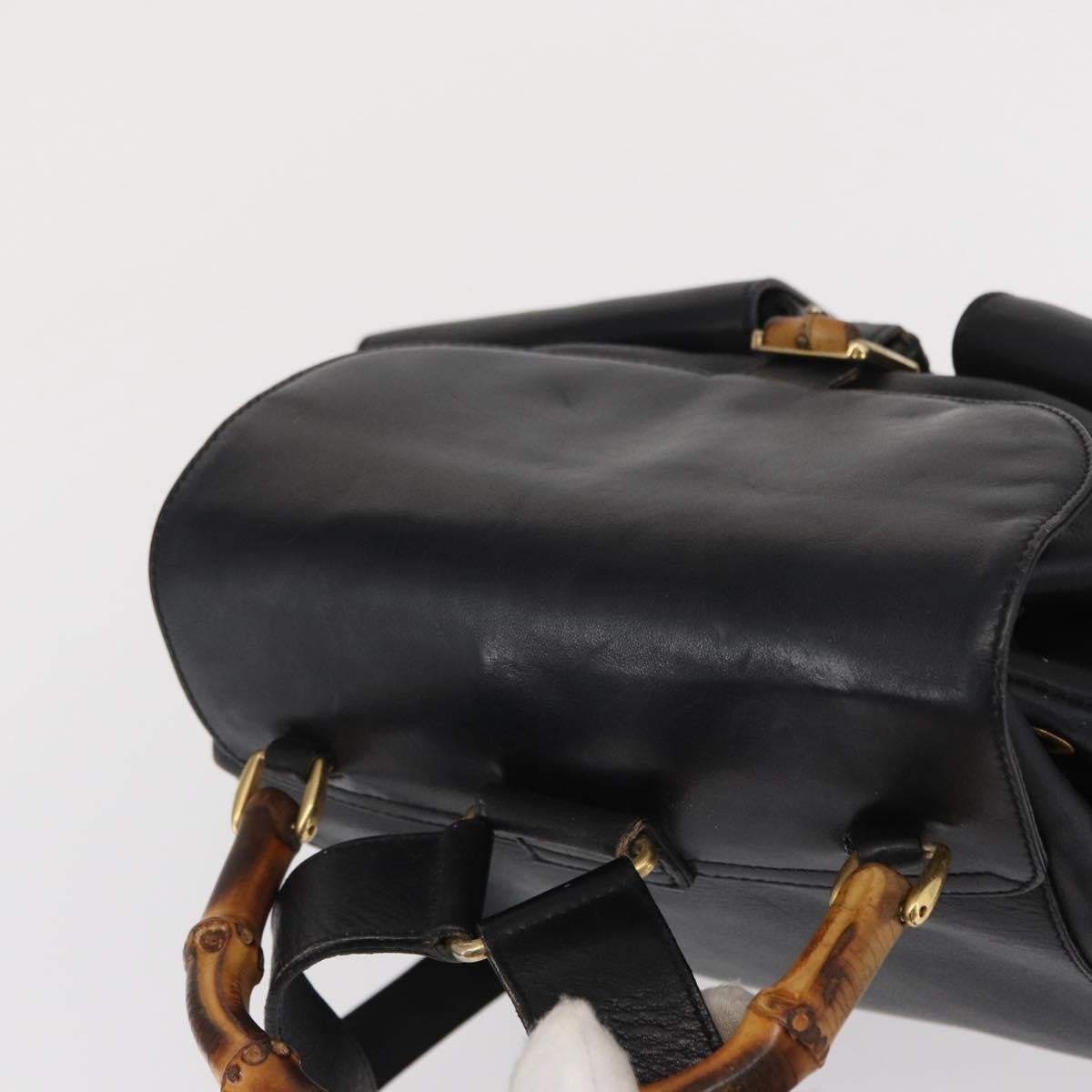Gucci Vintage Bamboo Backpack Leather Black Leather Backpack Bag (Pre-Owned)