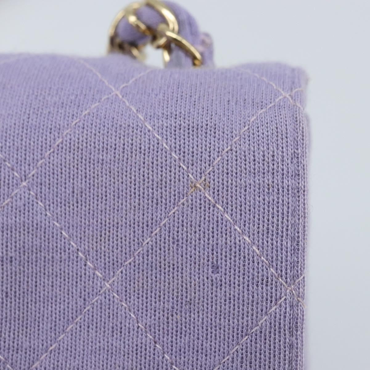 Chanel Square Classic Single Flap Bag Fabric Purple Cotton Crossbody Bag Bag