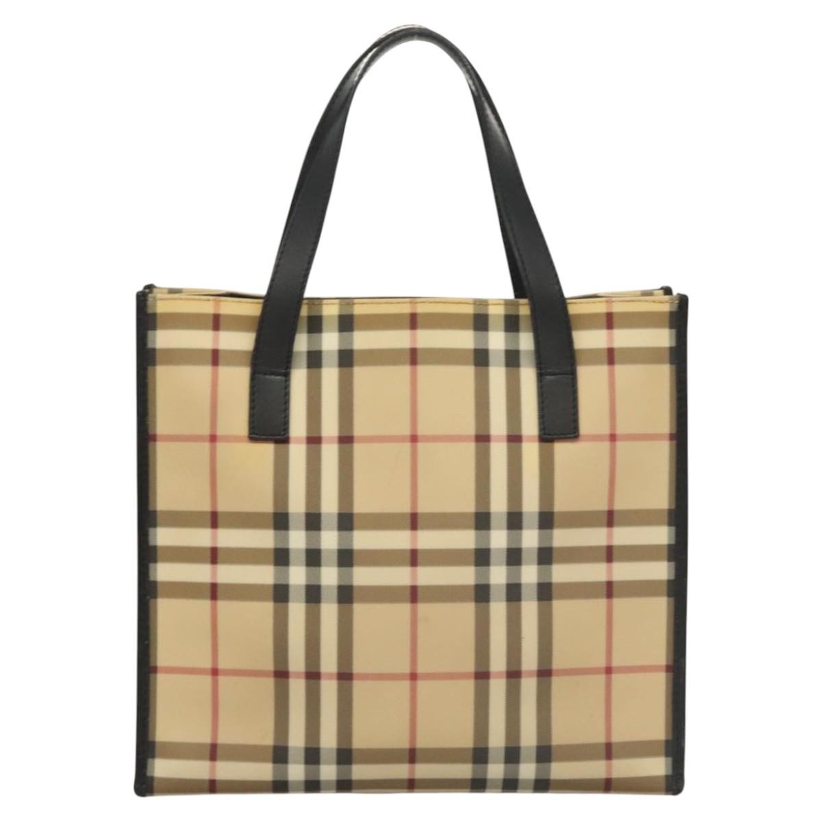Burberry Nova Check Tote Canvas Check Pattern Beige Canvas Tote Bag