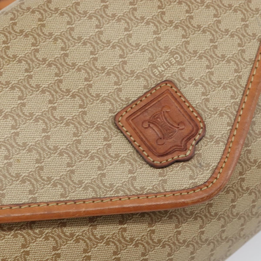 Celine Vintage Macadam Shoulder Bag Canvas And Leather Beige Canvas Shoulder Bag Bag