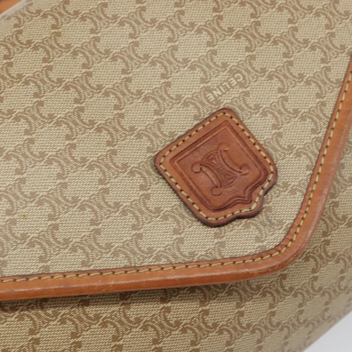 Celine Vintage Macadam Shoulder Bag Canvas And Leather Beige Canvas Shoulder Bag Bag