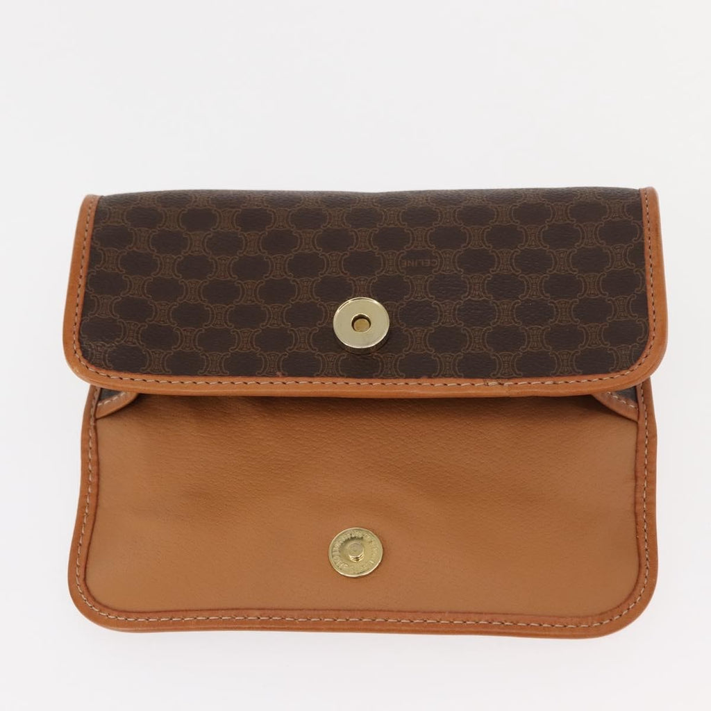 Celine Macadam Pochette Canvas And Leather Brown Canvas Clutche & Pouche Bag