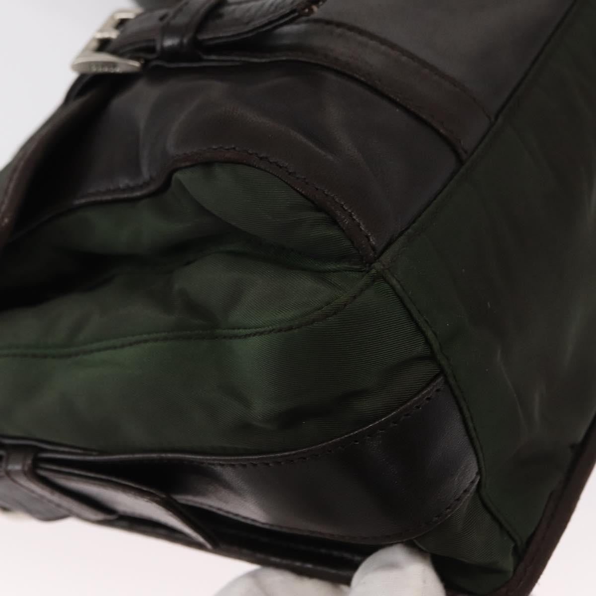 Prada Double Buckle Flap Messenger Bag Tessuto Khaki Nylon Shoulder Bag Bag