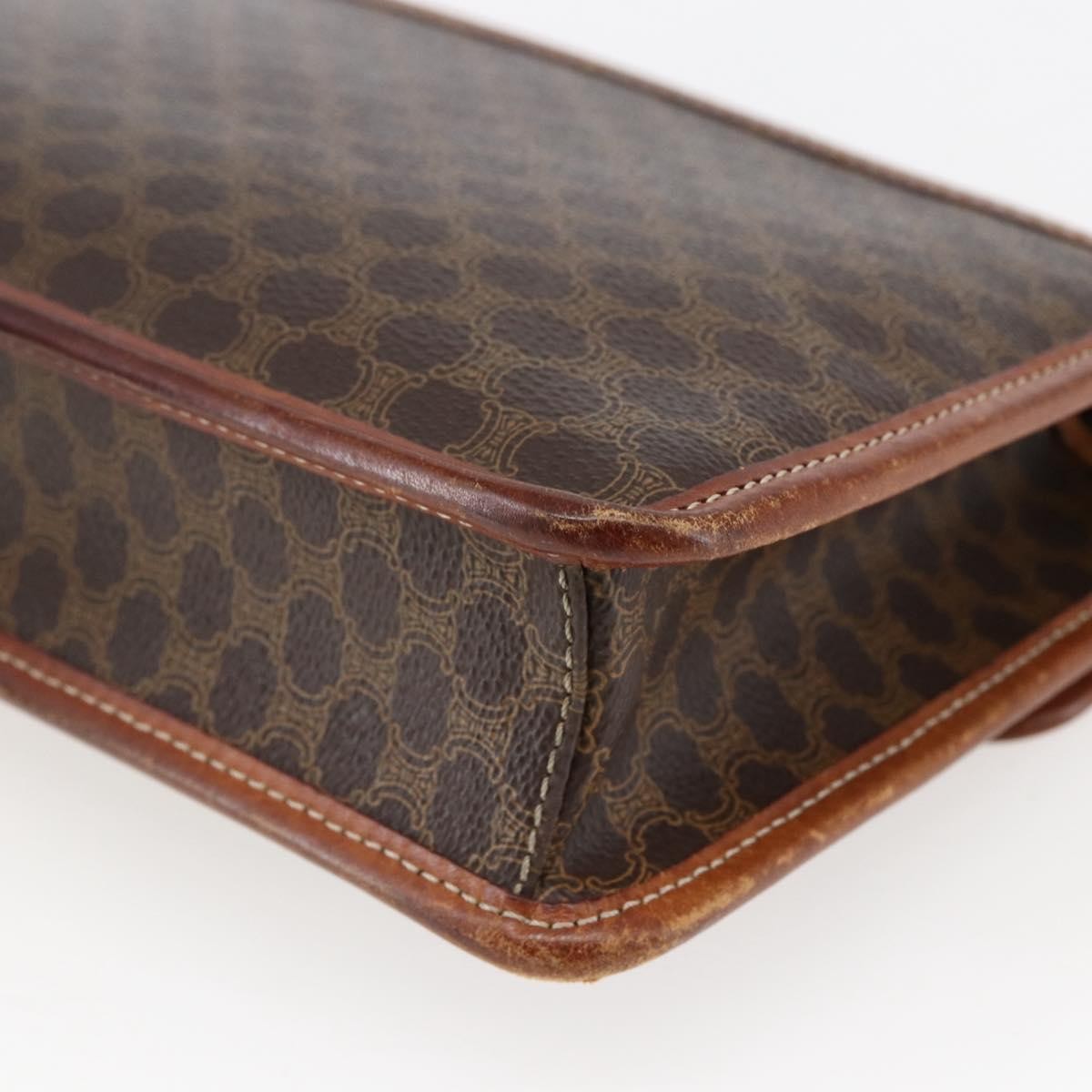 Celine Circle Logo Macadam Pouch Canvas And Leather Brown Canvas Clutche & Pouche Bag