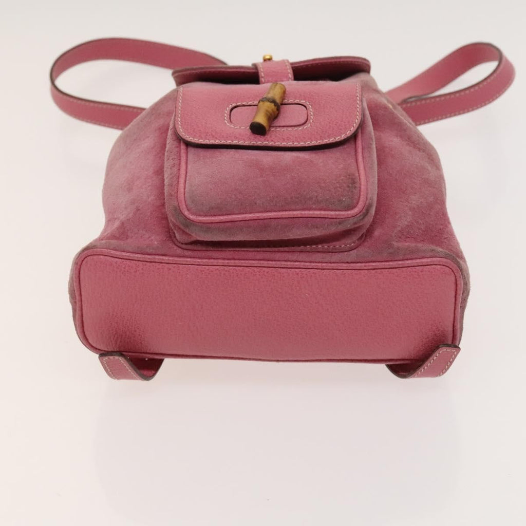Gucci Gucci Bamboo Backpack Daim Pink Suede Backpack Bag (Pre-Owned)