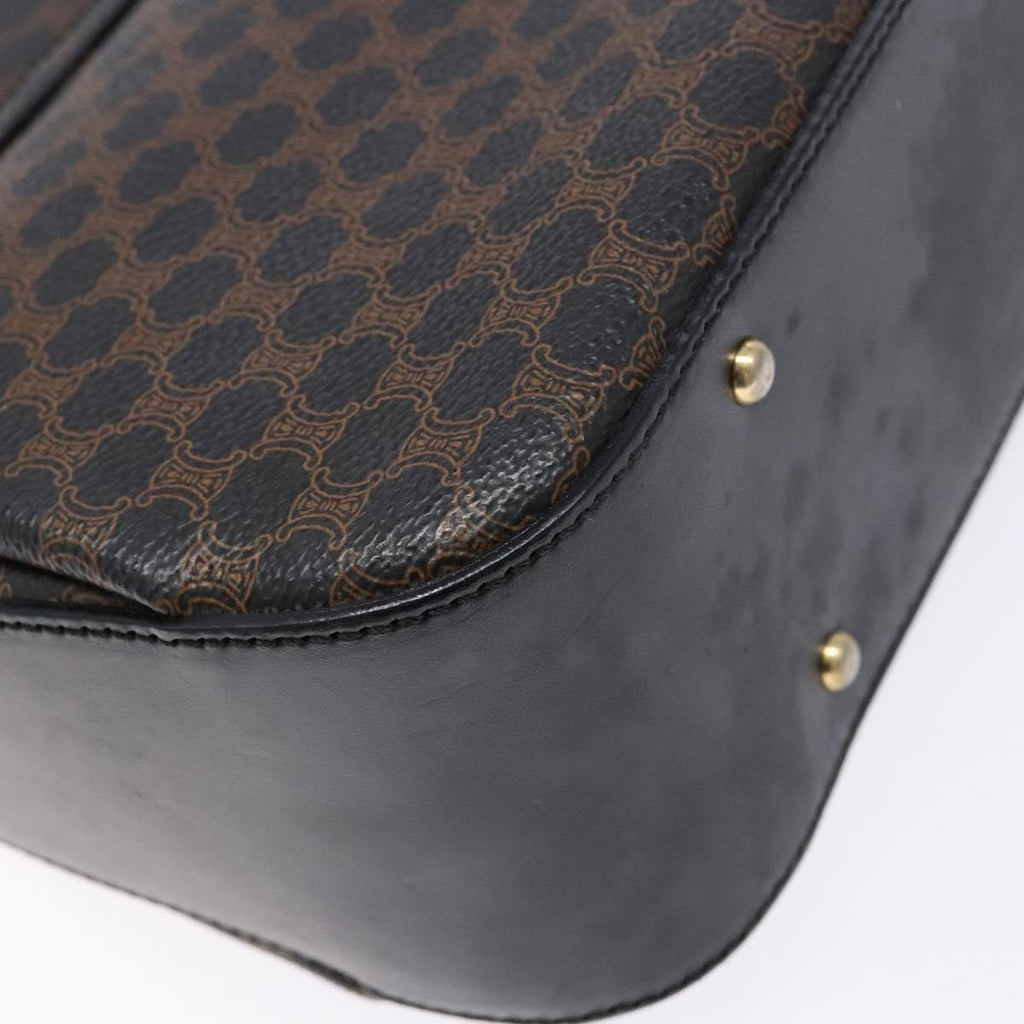 Celine Vintage Convertible Top Handle Bag Macadam Coated Canvas Black Canvas Handbag