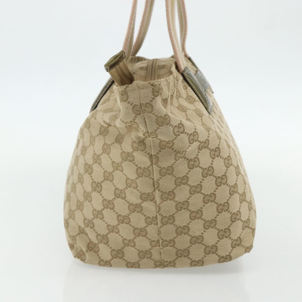 Gucci Web Zip Tote Gg Canvas Beige Canvas Tote Bag Bag (Pre-Owned)