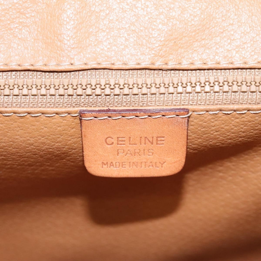 Celine Vintage Macadam Circle Logo Shoulder Bag Canvas And Leather Brown Canvas Shoulder Bag Bag