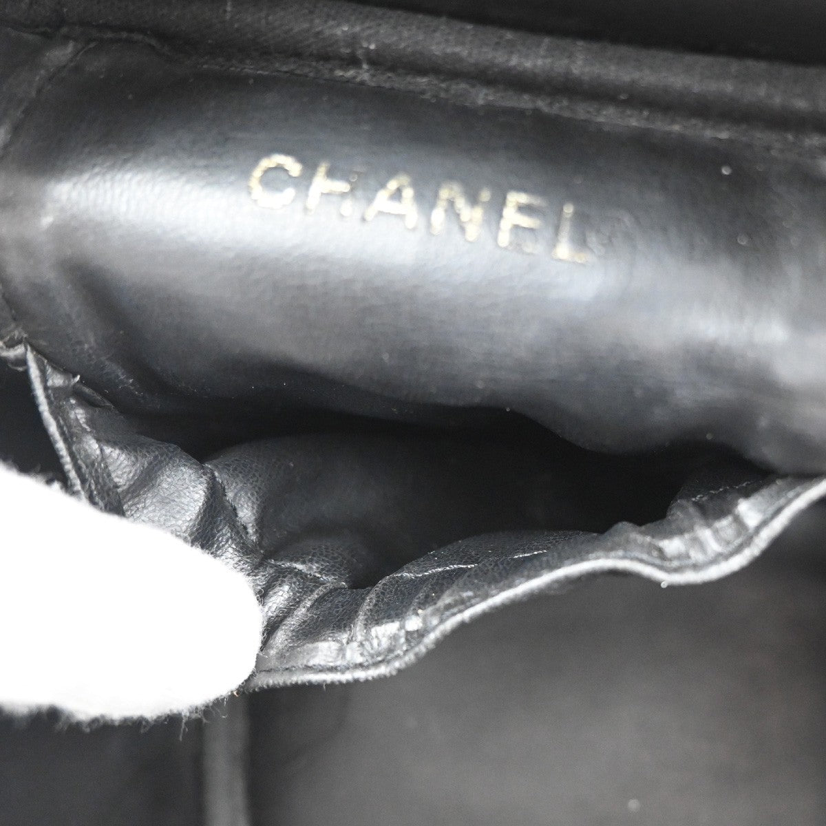 Chanel Vintage Timeless Cosmetic Case Caviar Black Leather Handbag