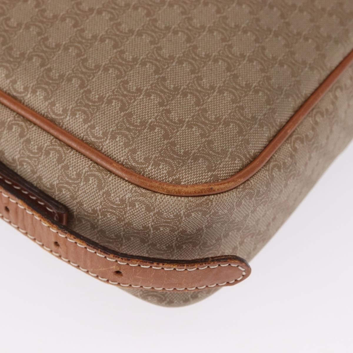 Celine Vintage Macadam Shoulder Bag Canvas And Leather Beige Canvas Shoulder Bag Bag