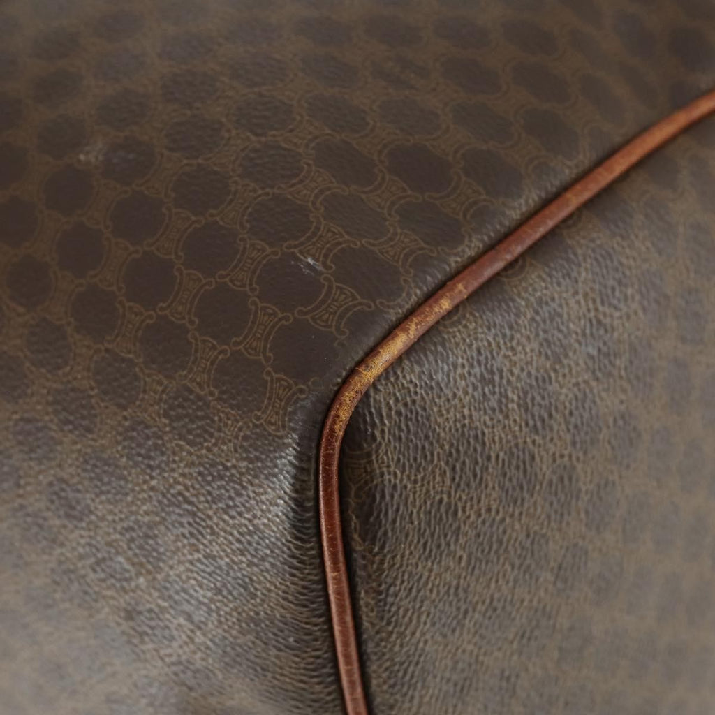 Celine Vintage Macadam Boston Bag Canvas Brown Pvc Travel Bag Bag
