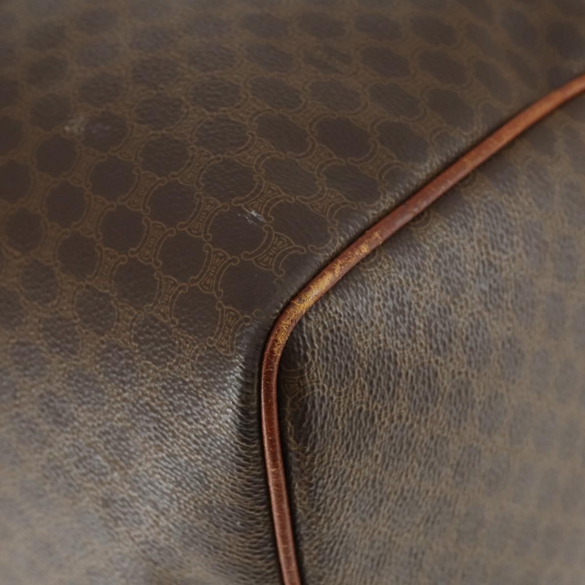 Celine Vintage Macadam Boston Bag Canvas Brown Pvc Travel Bag Bag