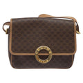 Celine Vintage Macadam Circle Logo Shoulder Bag Canvas And Leather Brown Canvas Shoulder Bag Bag