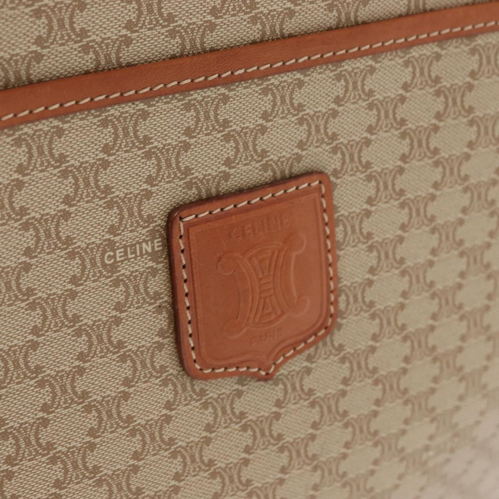 Celine Vintage Macadam Tote Bag Canvas And Leather Beige Canvas Tote Bag Bag