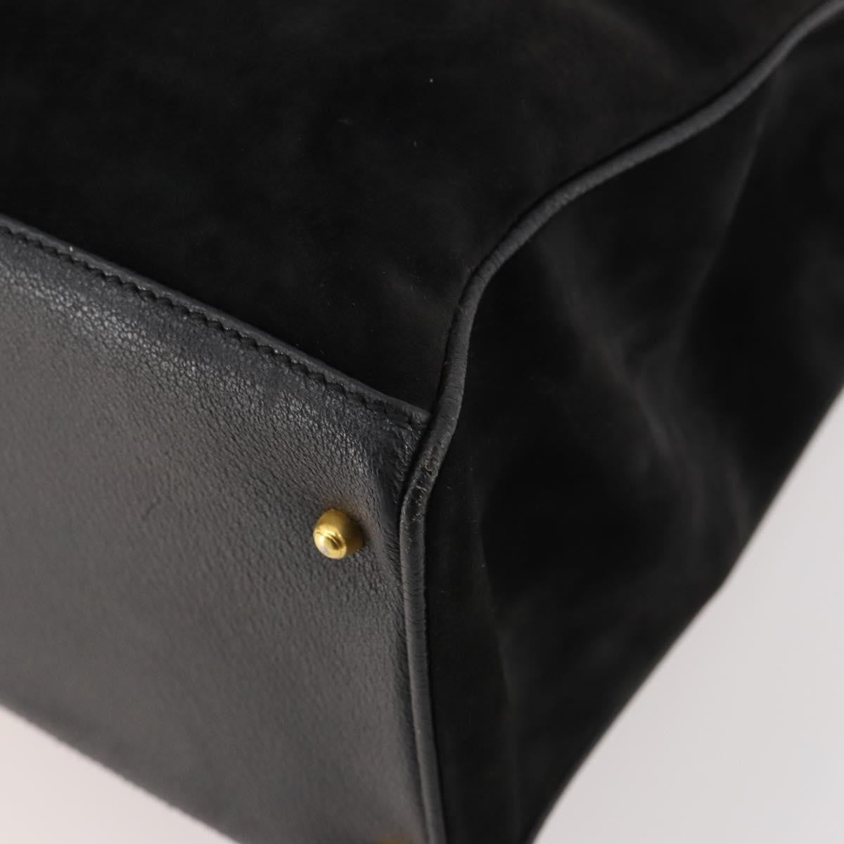 Gucci Bamboo Tote Bag Suede Black Suede Tote Bag Bag (Pre-Owned)