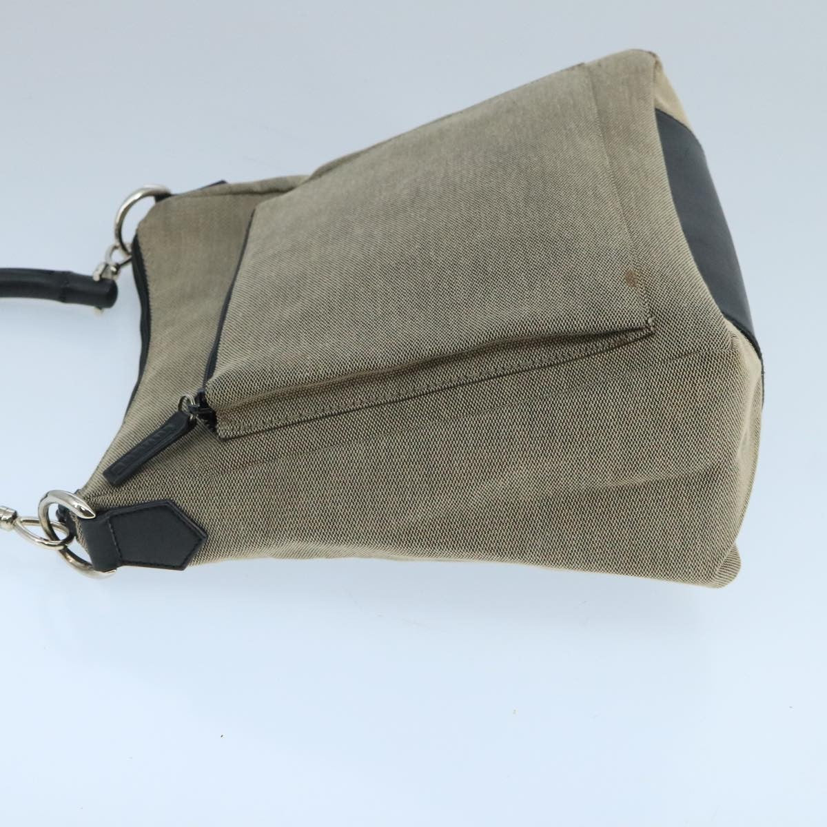 Gucci Vintage Bamboo Shoulder Bag Canvas Beige Canvas Shoulder Bag Bag (Pre-Owned)