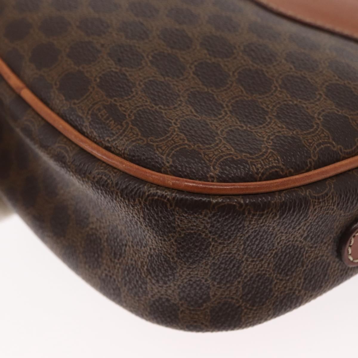 Celine Vintage Macadam Shoulder Bag Canvas And Leather Brown Canvas Shoulder Bag Bag