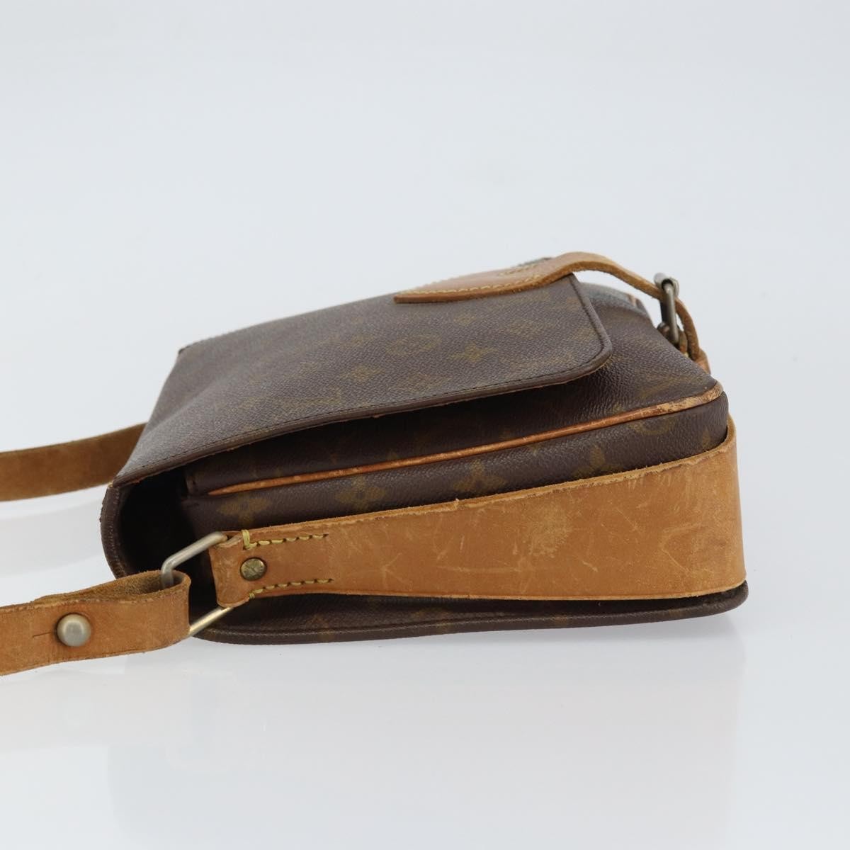 Louis Vuitton Cartouchiere Handbag Monogram Canvas Brown Canvas Shoulder Bag