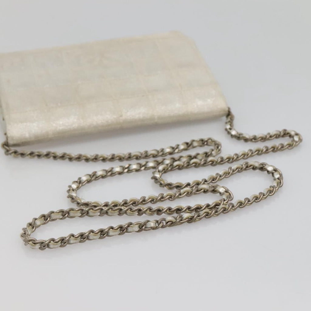 Chanel Travel Line Wallet On Chain Quilted Nylon Silver Nylon Bag