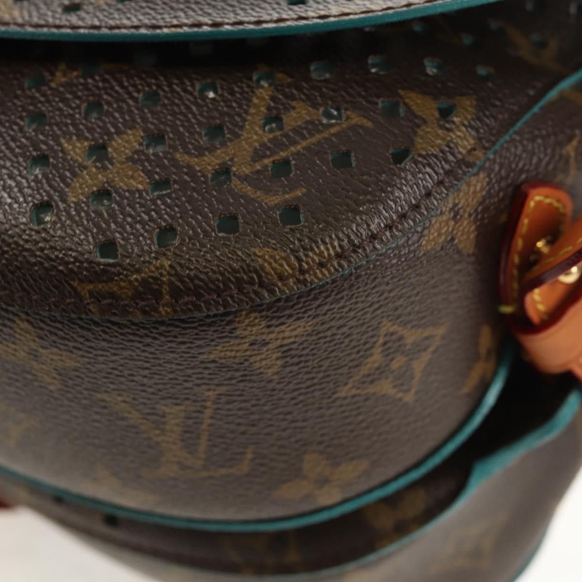 Louis Vuitton Flore Saumur Handbag Perforated Monogram Canvas Brown Canvas Shoulder Bag