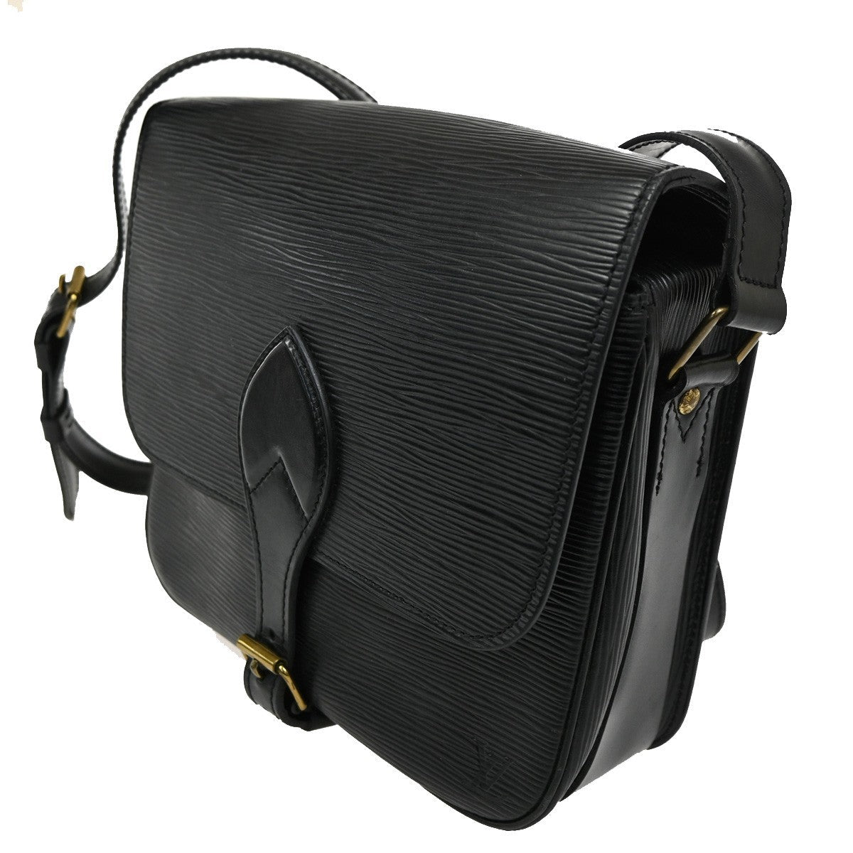Louis Vuitton Cartouchiere Handbag Epi Leather Black Leather Shoulder Bag