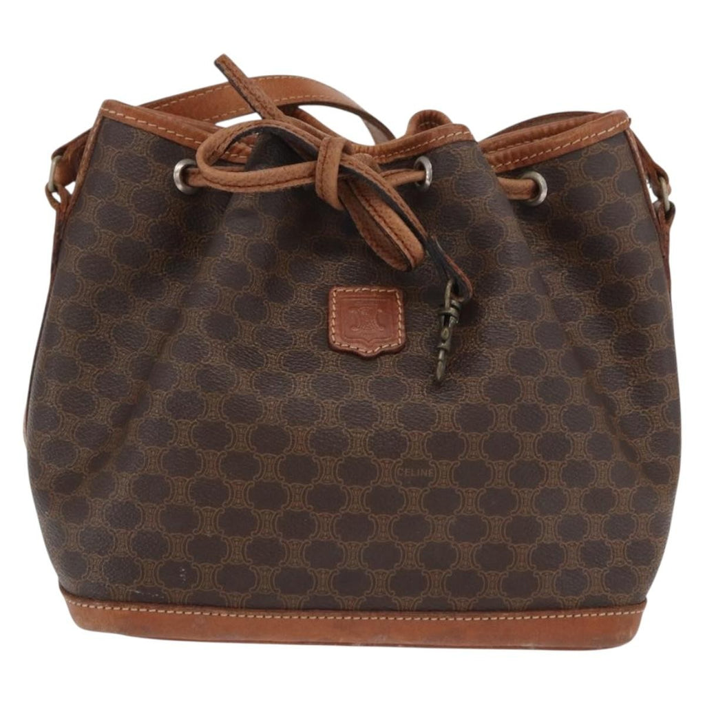 Celine Vintage Macadam Shoulder Bag Canvas And Leather Brown Canvas Shoulder Bag Bag