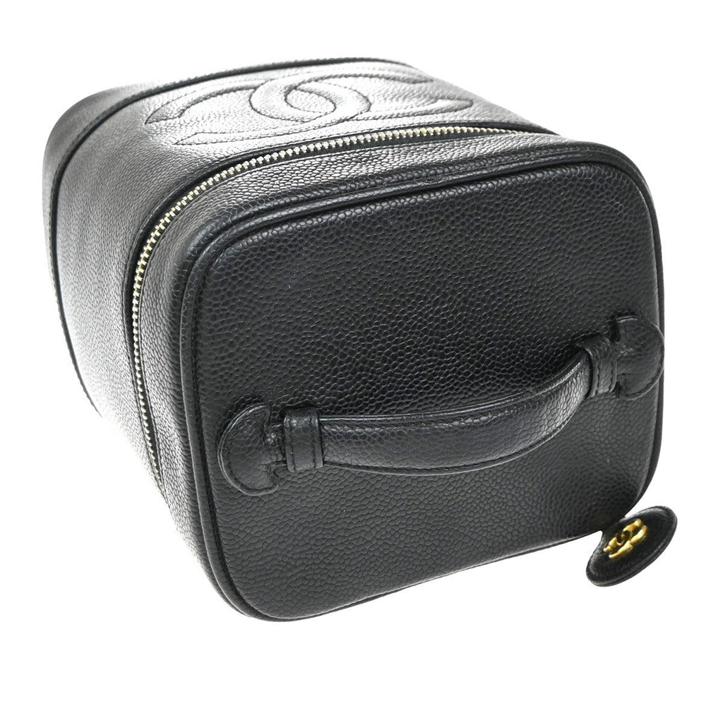 Chanel Vintage Timeless Cosmetic Case Caviar Black Leather Clutche & Pouche Bag