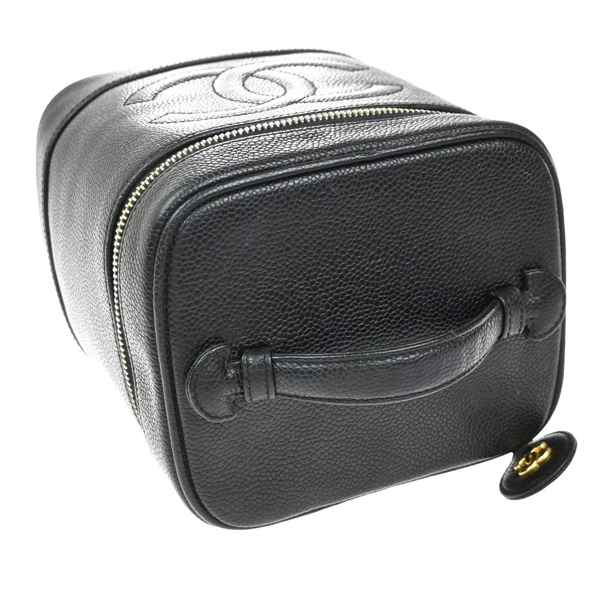 Chanel Vintage Timeless Cosmetic Case Caviar Black Leather Clutche & Pouche Bag