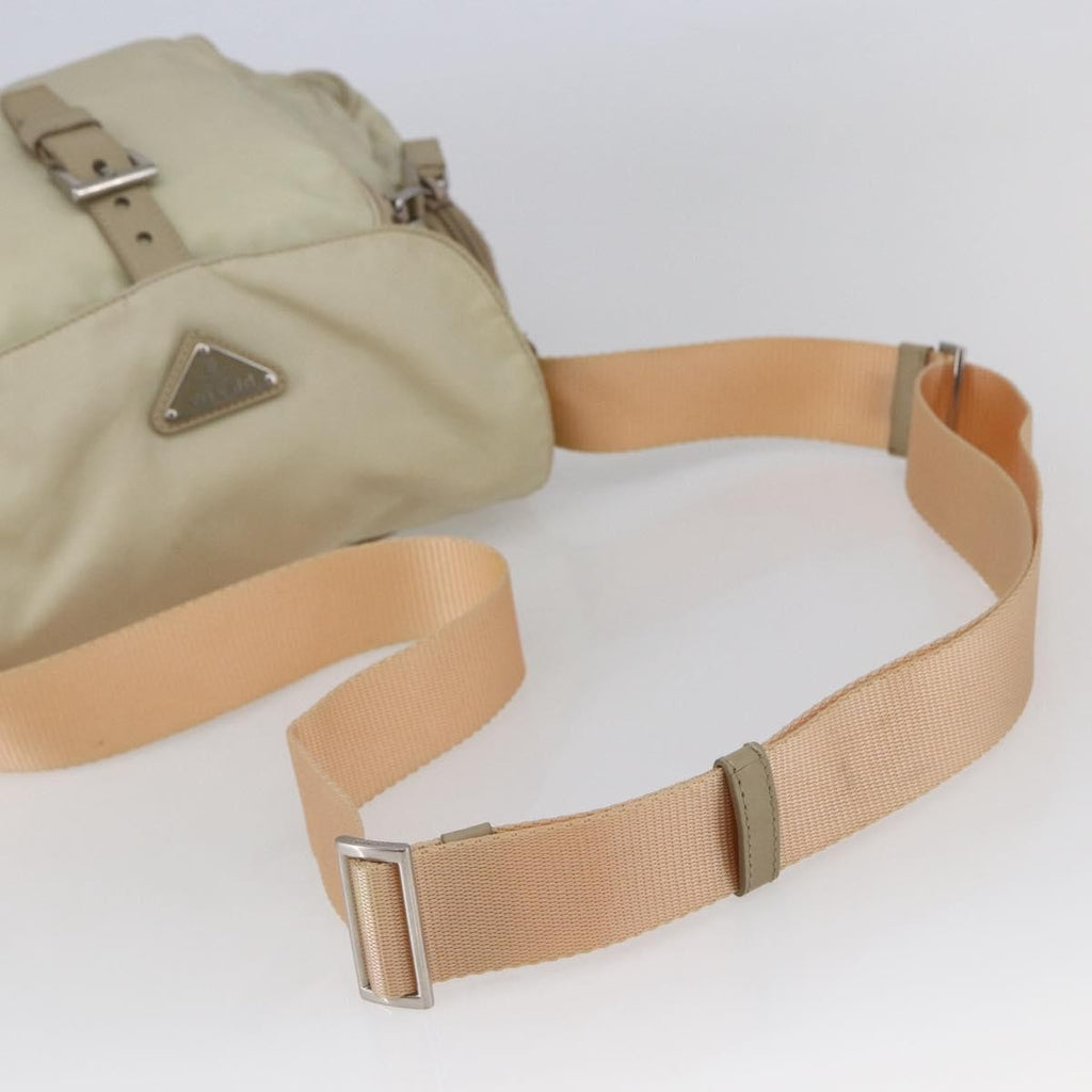 Prada Buckle Messenger Bag Tessuto Beige Nylon Shoulder Bag Bag