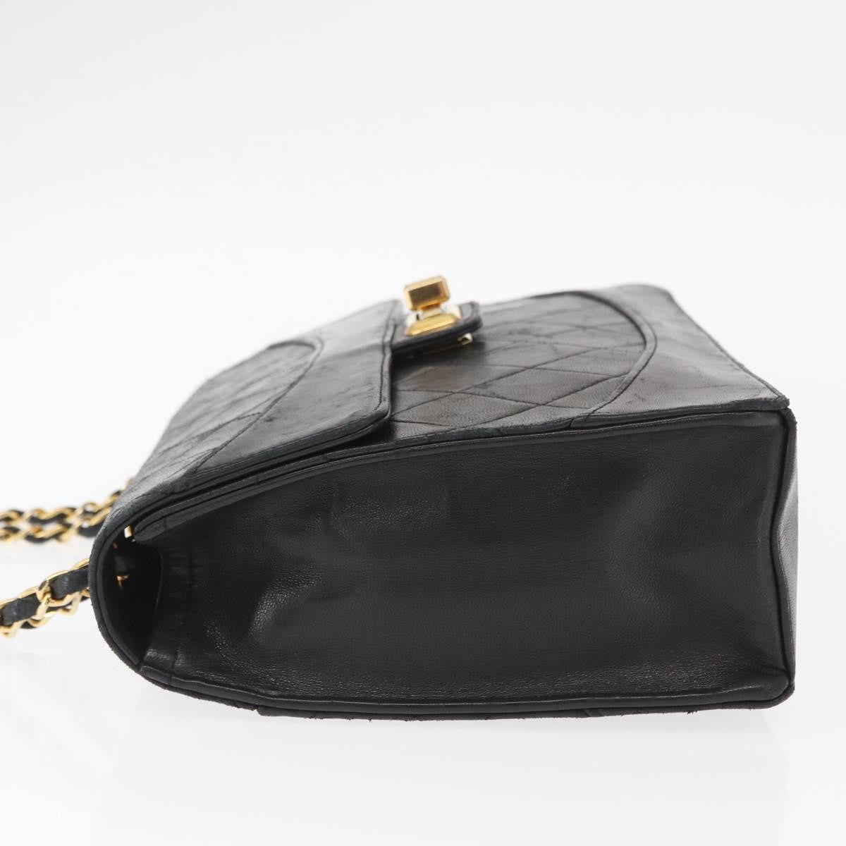 Chanel Vintage Mademoiselle Lock Trapezoid Flap Bag Quilted Lambskin Black Leather Shoulder Bag Bag