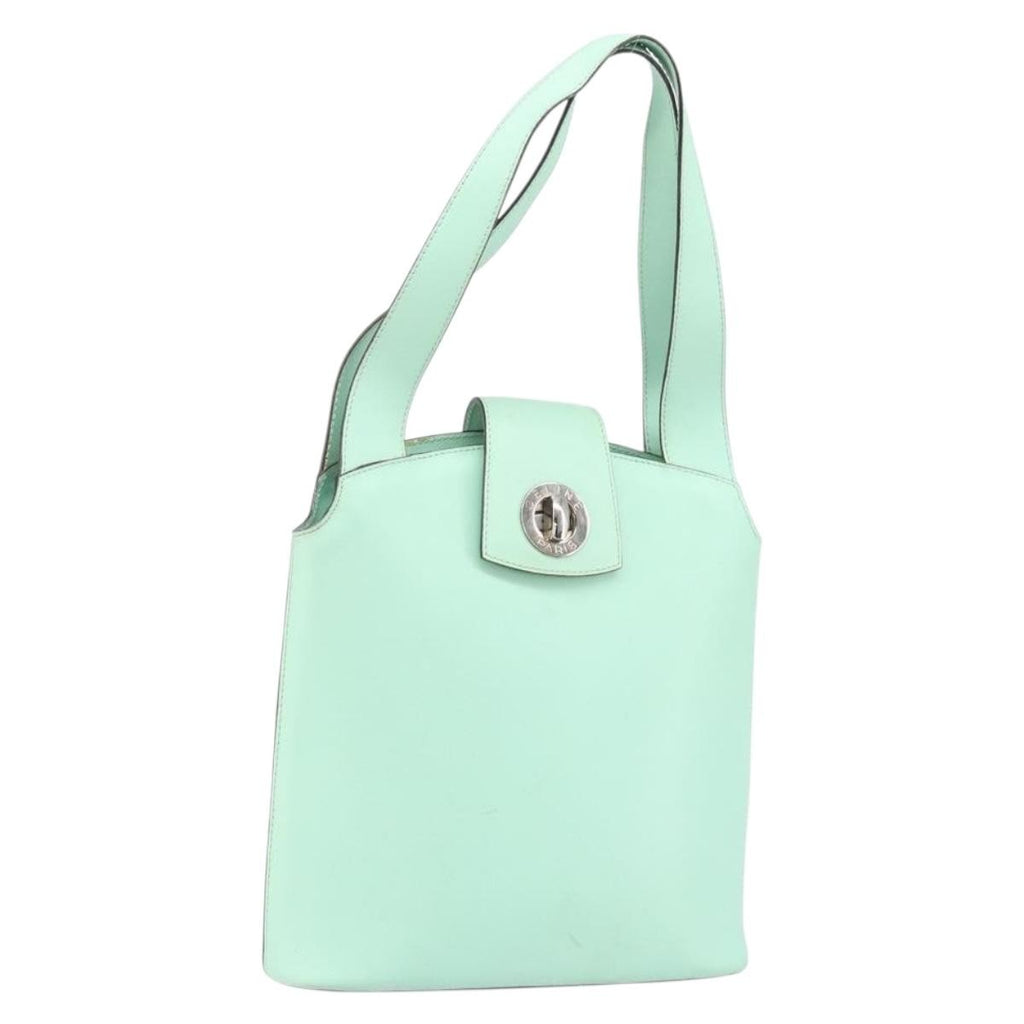 Celine Circle Logo Handbag Leather Green Leather Handbag