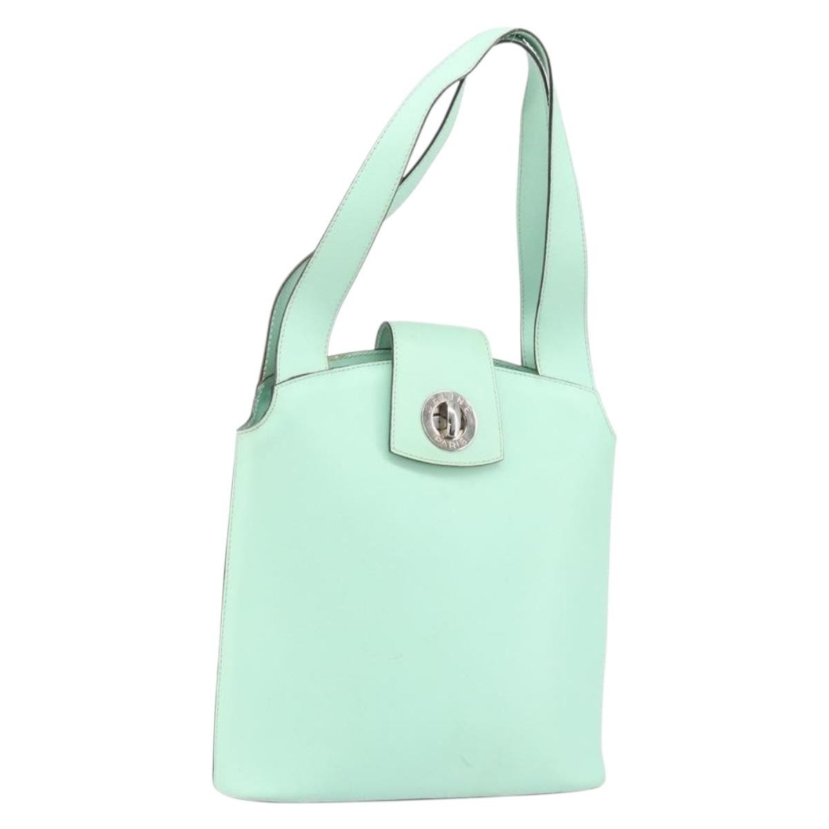 Celine Circle Logo Handbag Leather Green Leather Handbag