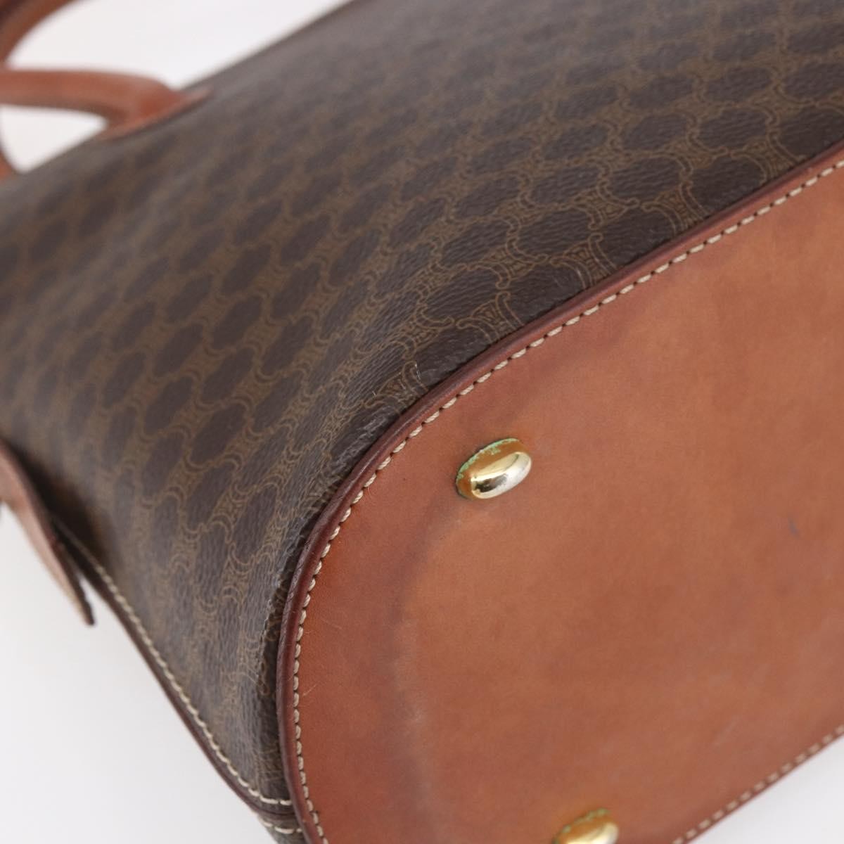 Celine Vintage Macadam Handbag Canvas Brown Canvas Handbag