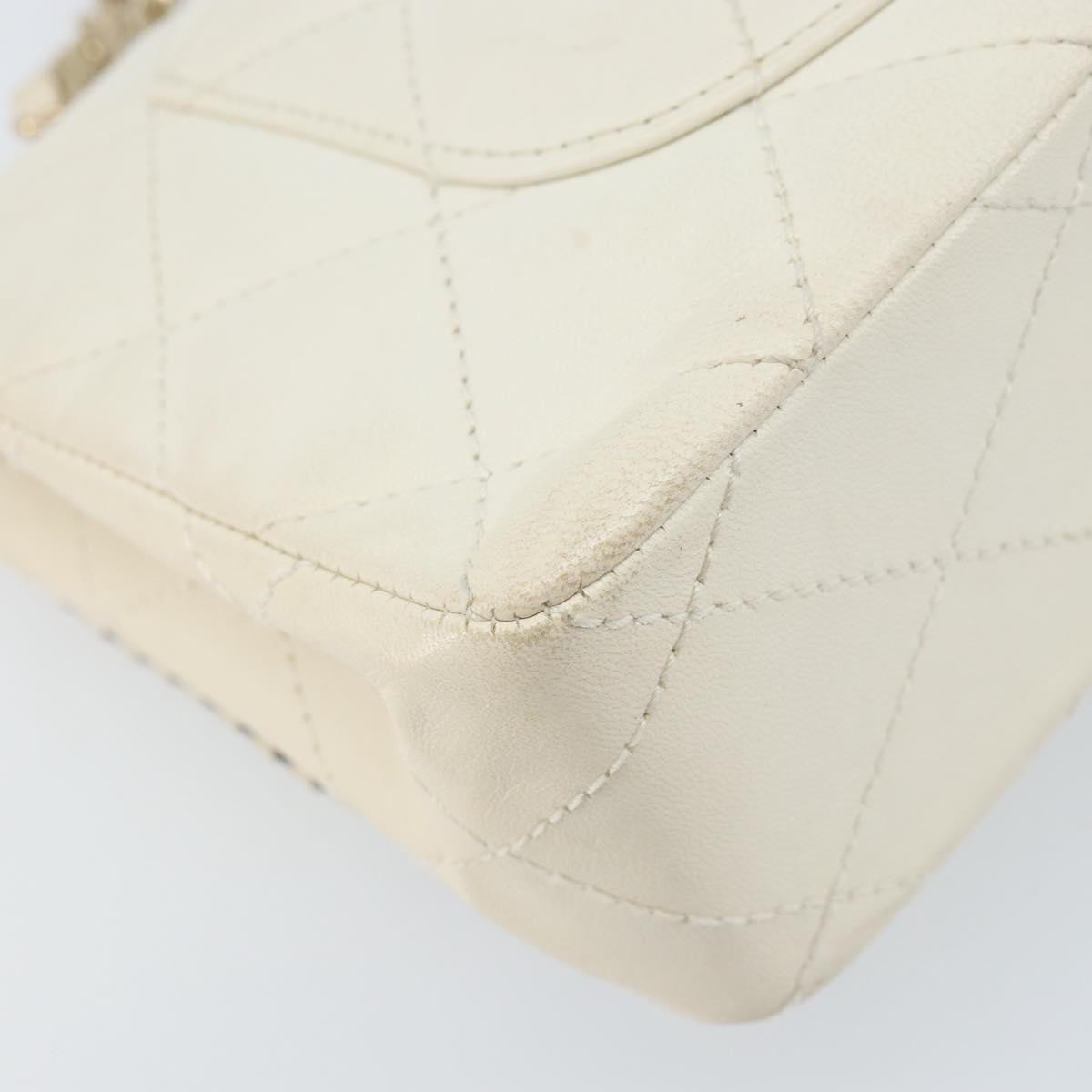 Chanel Vintage Punched Edge Classic Single Flap Bag Quilted Lambskin White Leather Shoulder Bag Bag