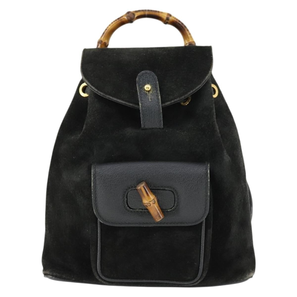 Gucci Gucci Bamboo Backpack Daim Black Suede Backpack Bag (Pre-Owned)