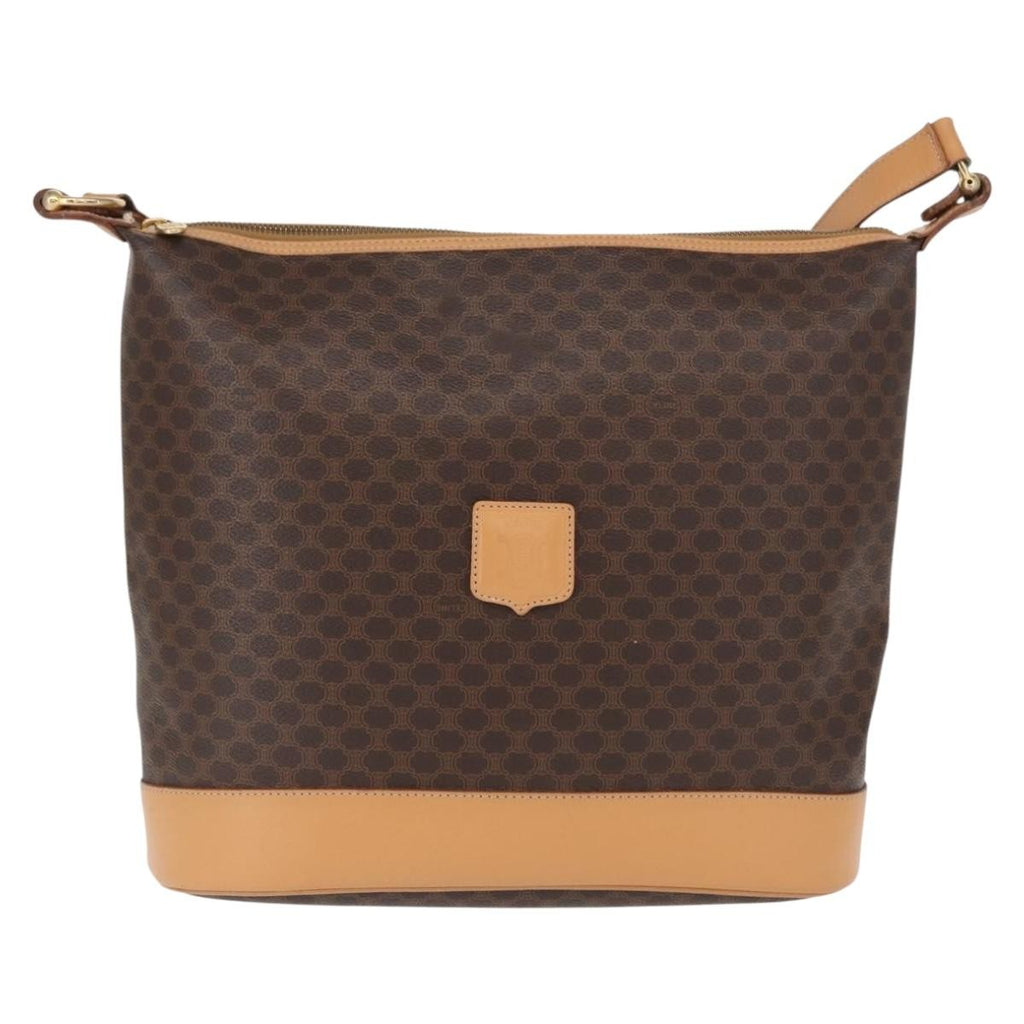 Celine Vintage Macadam Shoulder Bag Canvas And Leather Brown Canvas Shoulder Bag Bag
