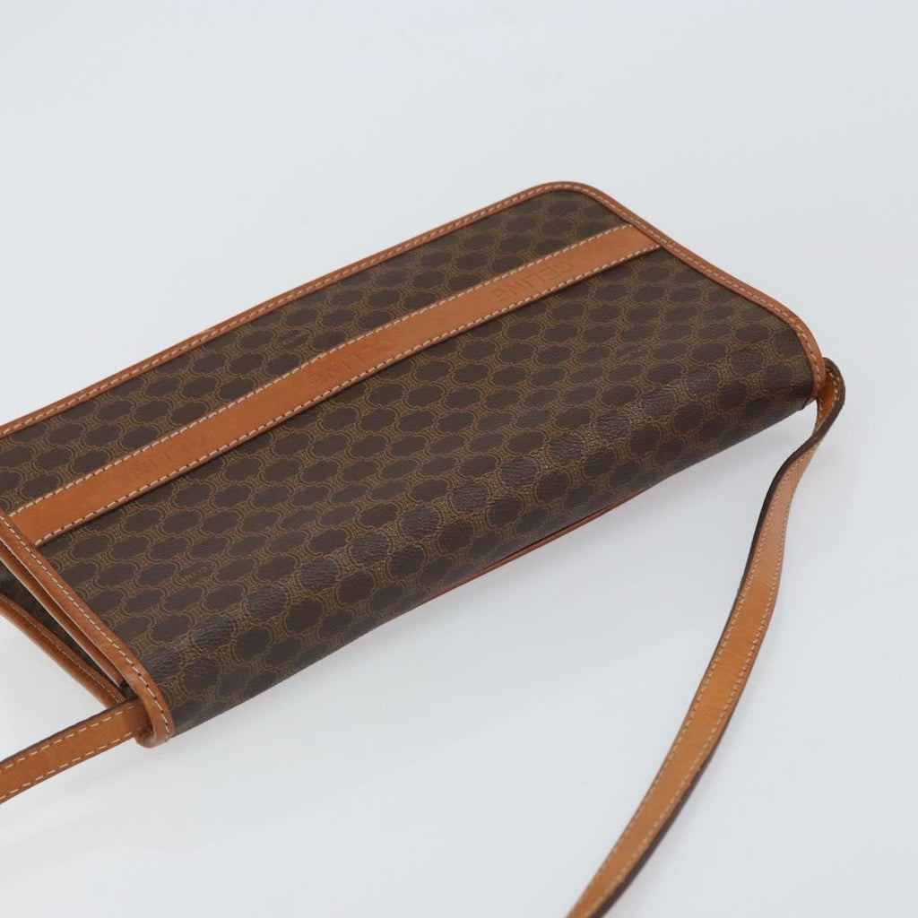 Celine Vintage Macadam Shoulder Bag Canvas And Leather Brown Canvas Shoulder Bag Bag