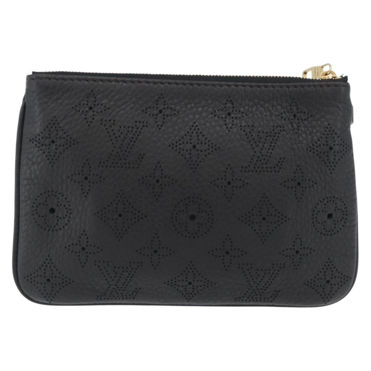 Louis Vuitton Selene Pochette Mahina Leather Black Leather Clutche & Pouche Bag
