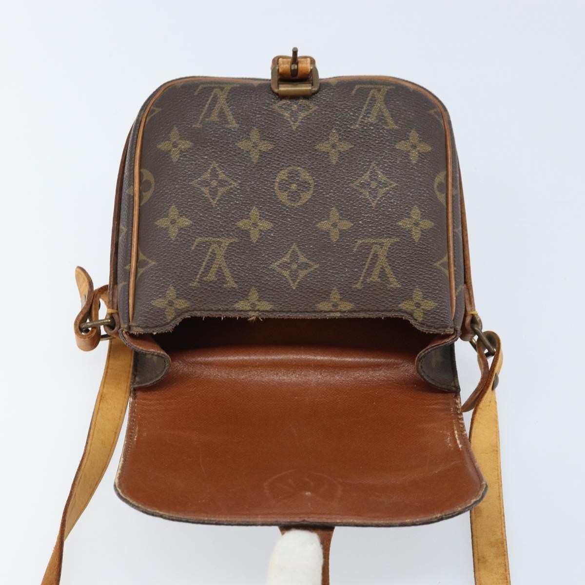Louis Vuitton Cartouchiere Handbag Monogram Canvas Brown Canvas Shoulder Bag
