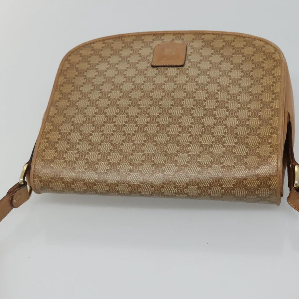 Celine Vintage Macadam Shoulder Bag Canvas And Leather Beige Canvas Shoulder Bag Bag