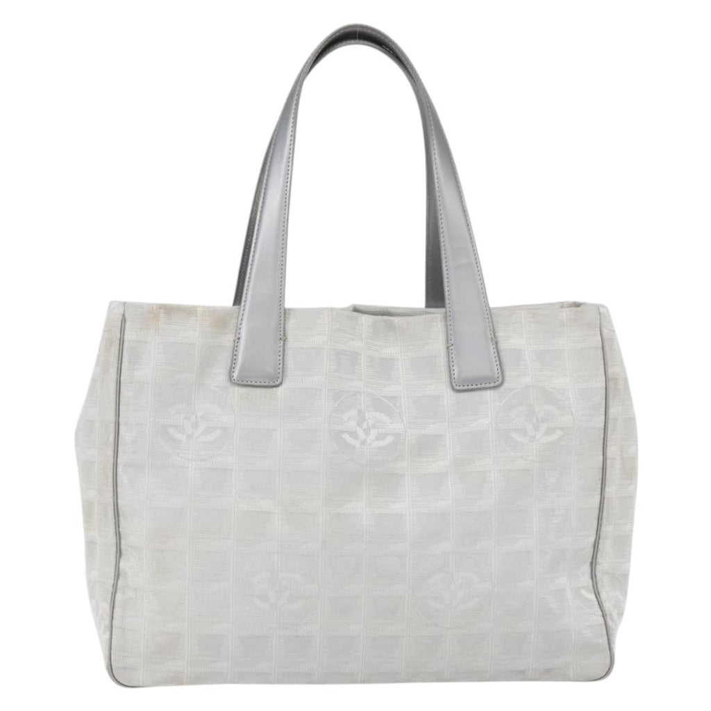Chanel Travel Line Tote Nylon Silver Nylon Tote Bag Bag