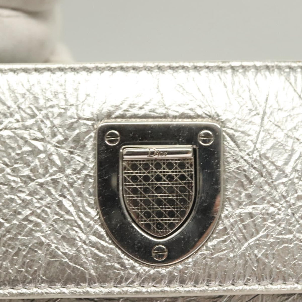 Christian Dior Diorever Bag Leather Silver Leather Bag (Pre-Owned)