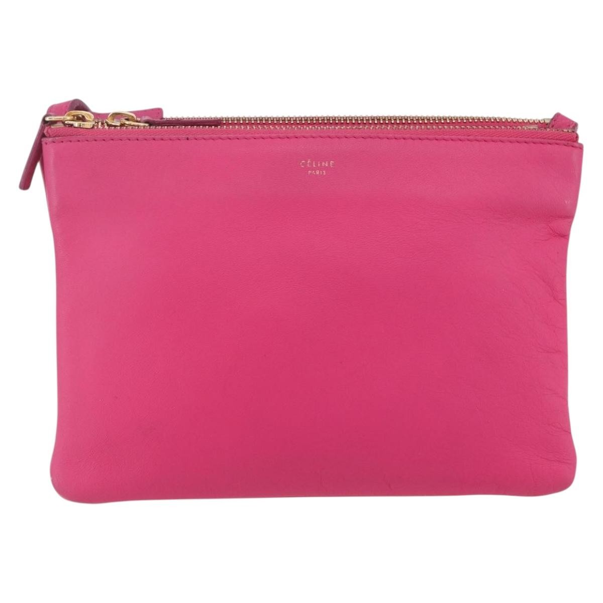 Celine Trio Crossbody Bag Leather Pink Leather Shoulder Bag Bag