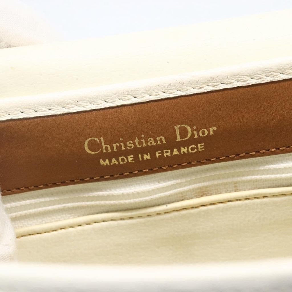 Christian Dior Vintage Shoulder Bag Leather White Leather Shoulder Bag Bag (Pre-Owned)