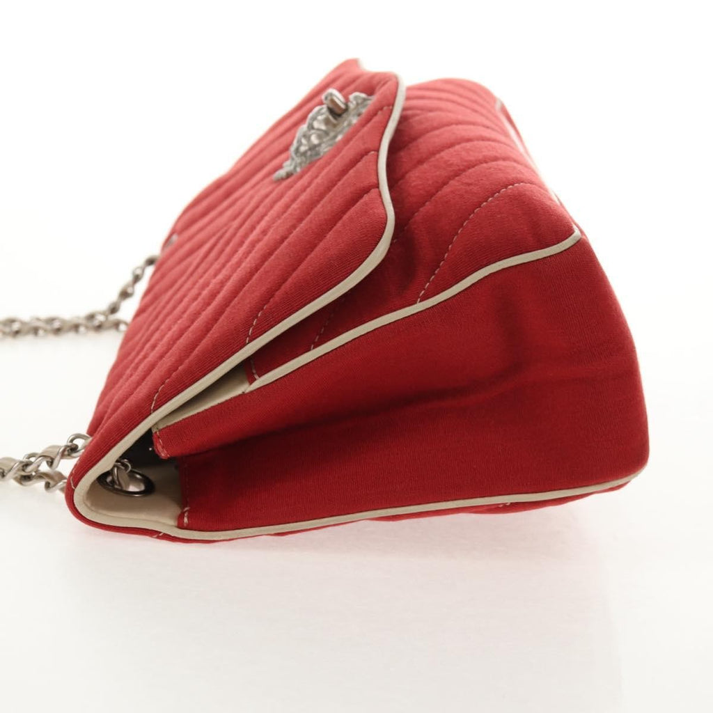 Chanel Leo Lion Flap Bag Chevron Jersey Red Cotton Shoulder Bag Bag