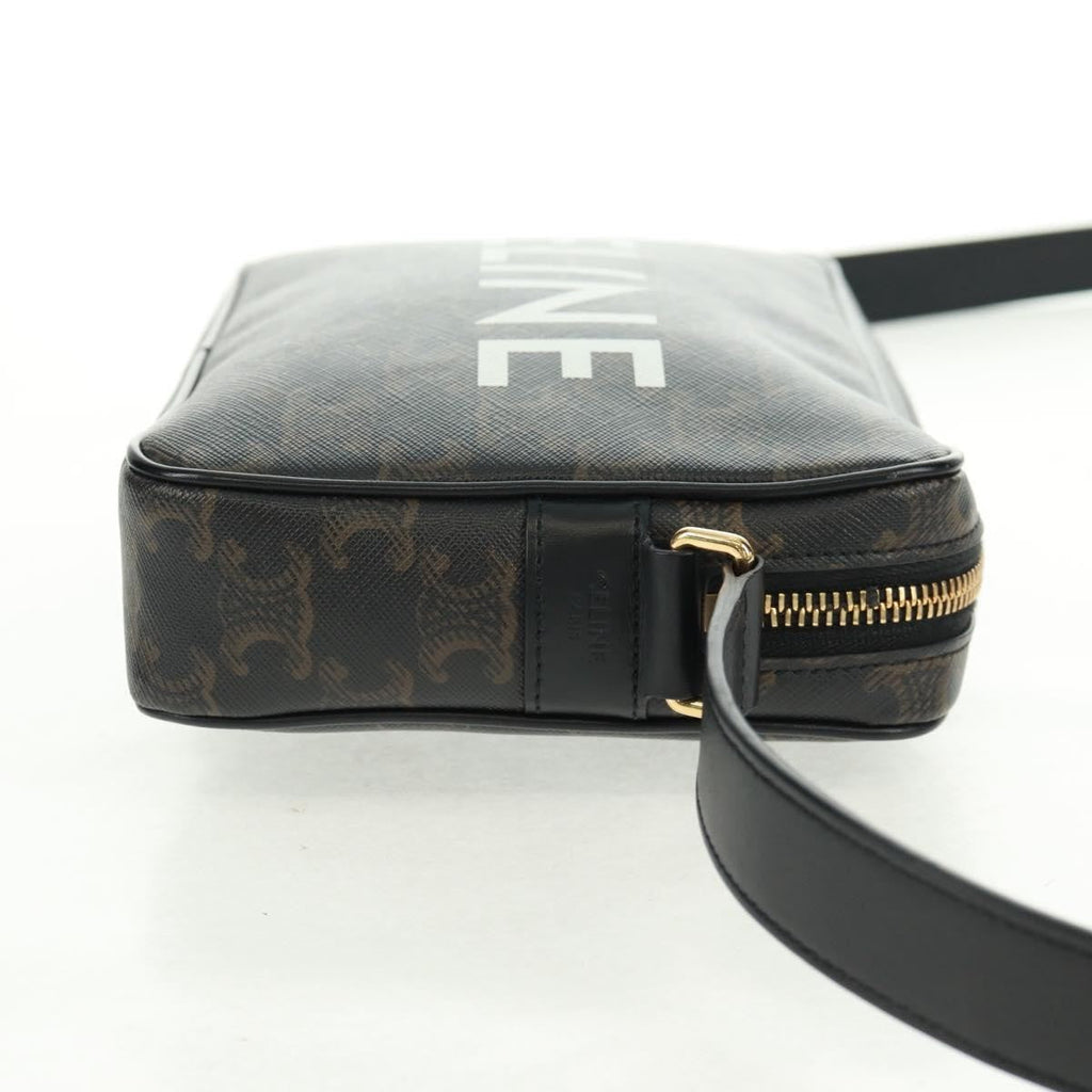 Celine Logo Messenger Bag Triomphe Coated Canvas Black Pvc Shoulder Bag Bag