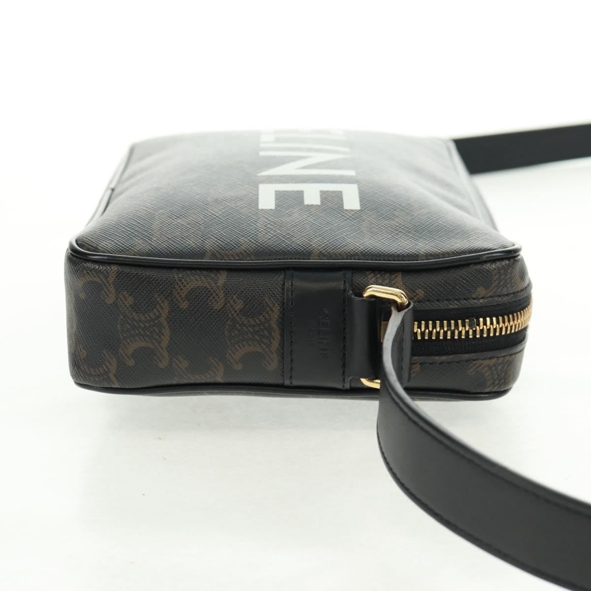 Celine Logo Messenger Bag Triomphe Coated Canvas Black Pvc Shoulder Bag Bag
