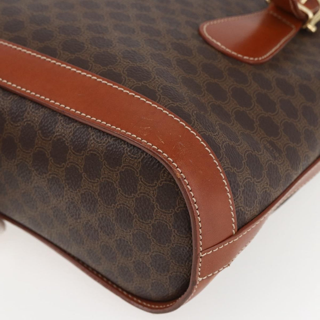 Celine Vintage Macadam Handbag Canvas And Leather Brown Canvas Handbag