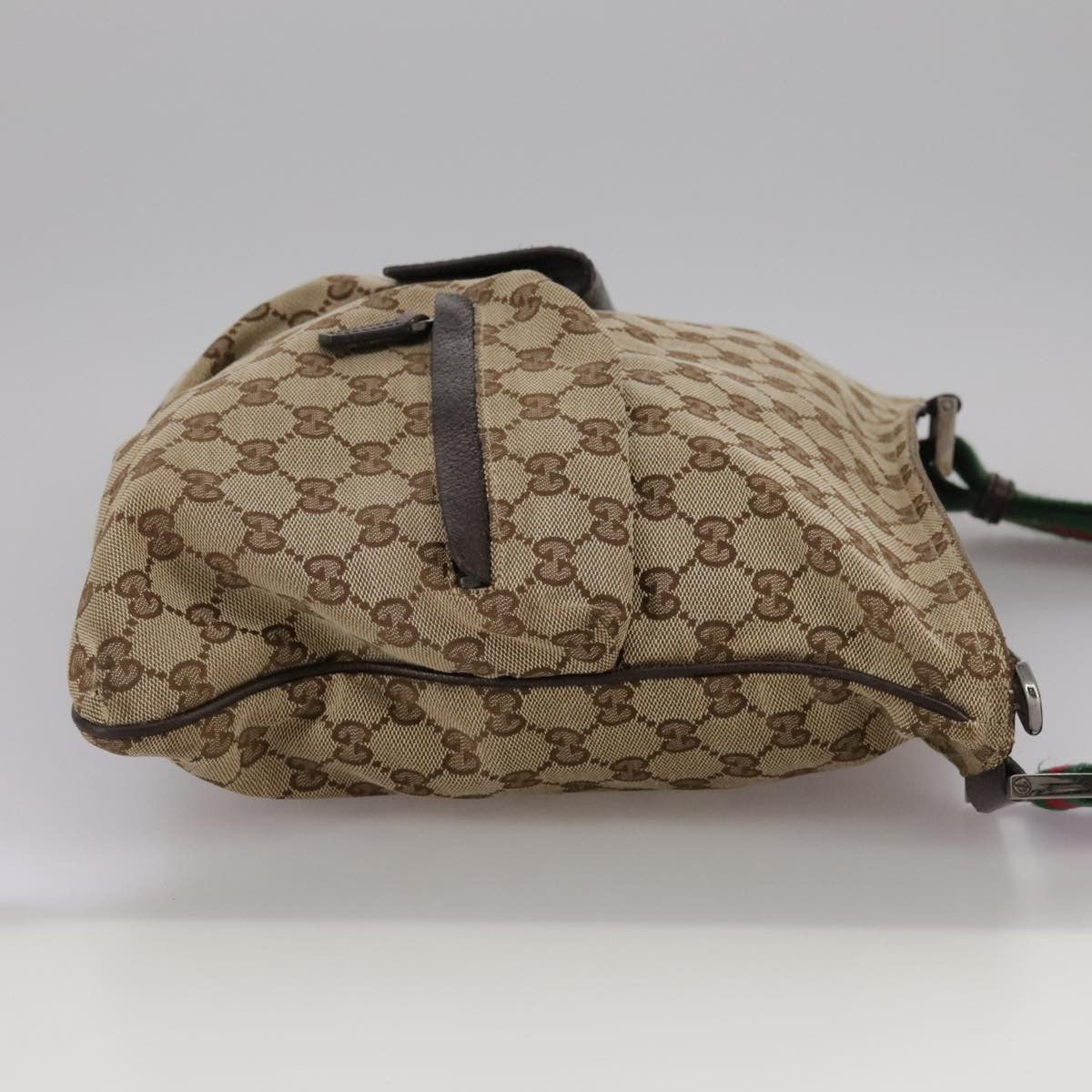 Gucci Double Pocket Web Messenger Gg Canvas Brown Canvas Shoulder Bag Bag (Pre-Owned)